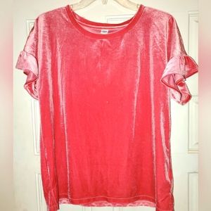 Pink glitter velvet like top